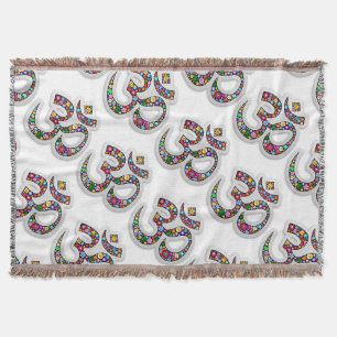 Namaste Floral Symbol Art Throw Blanket