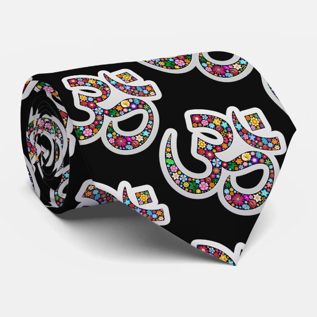 Namaste Floral Symbol Art Tie (Rolled)