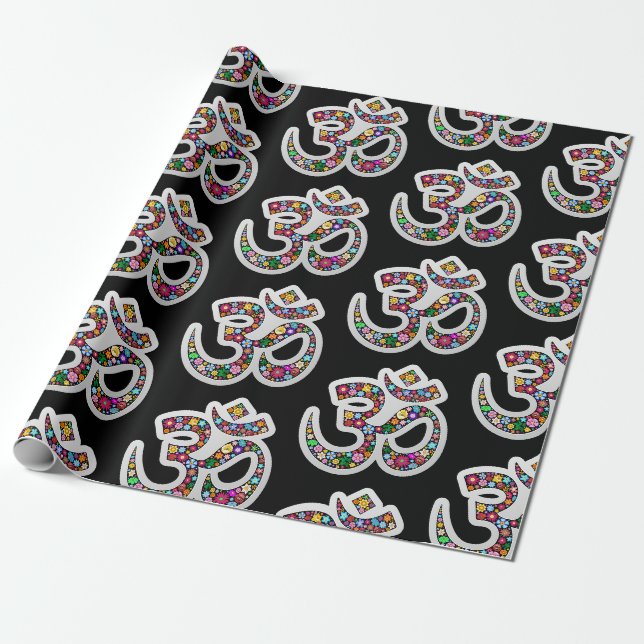 Namaste Floral Symbol Art Wrapping Paper (Unrolled)