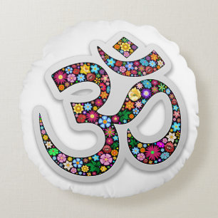 Namaste Floral Yoga Symbol Round Cushion