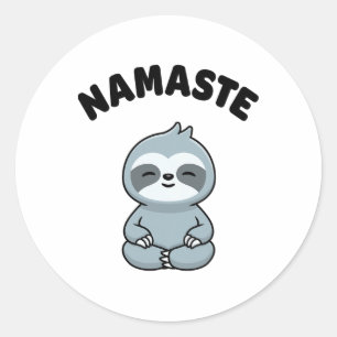 Namaste Funny Cute Sloth Kawaii Yoga Sloth Stress Classic Round Sticker