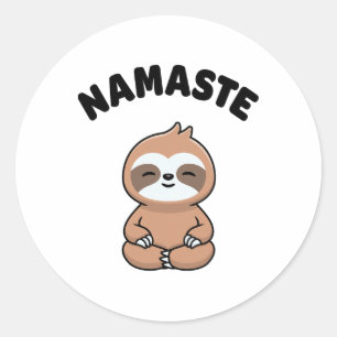 Namaste Funny Cute Sloth Kawaii Yoga Sloth Stress Classic Round Sticker