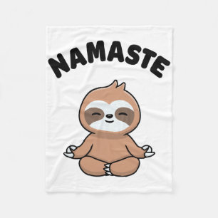 Namaste Funny Cute Sloth Kawaii Yoga Sloth Stress Fleece Blanket