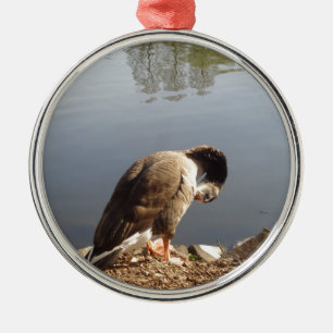 Namaste Goose bows head, Nature, Wildlife, Birds Metal Ornament