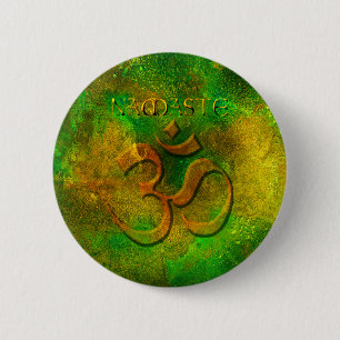 Namaste Green Gold Button