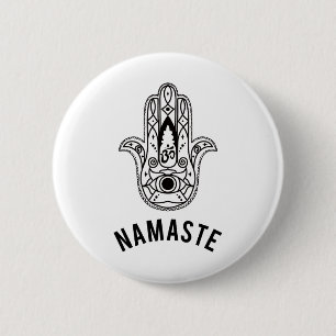 Namaste Hand Hamsa Yoga Hinduism Vedas Ohm 6 Cm Round Badge