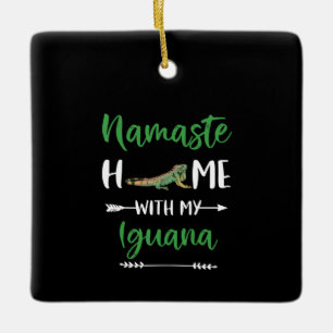 Namaste Home With My Iguana Funny Iguana And Yoga Ceramic Ornament