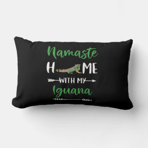 Namaste Home With My Iguana Funny Iguana And Yoga Lumbar Cushion