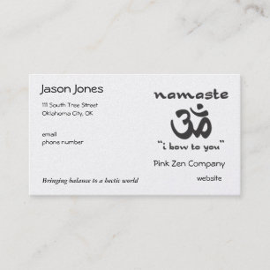 Namaste - I bow to you (in black) Business Card