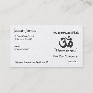 Namaste - I bow to you (in black) Business Card