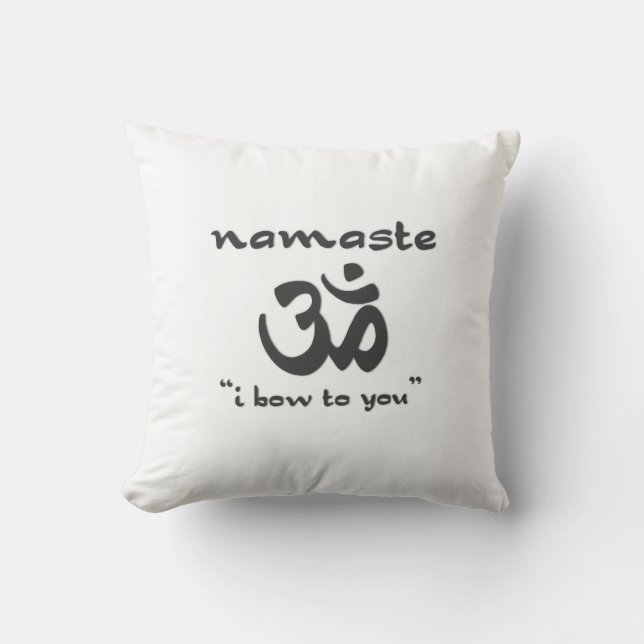 Namaste - I bow to you (in black) Cushion (Front)