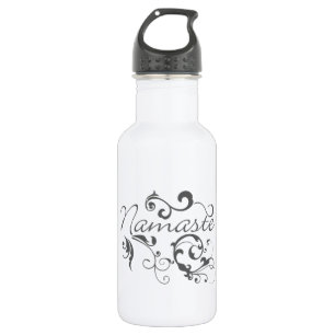 Namaste in dark grey swirls 532 ml water bottle