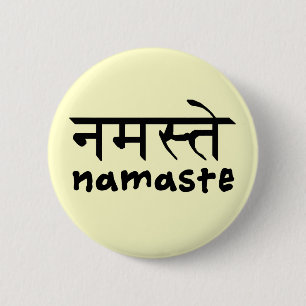 Namaste in English and Hindi 6 Cm Round Badge