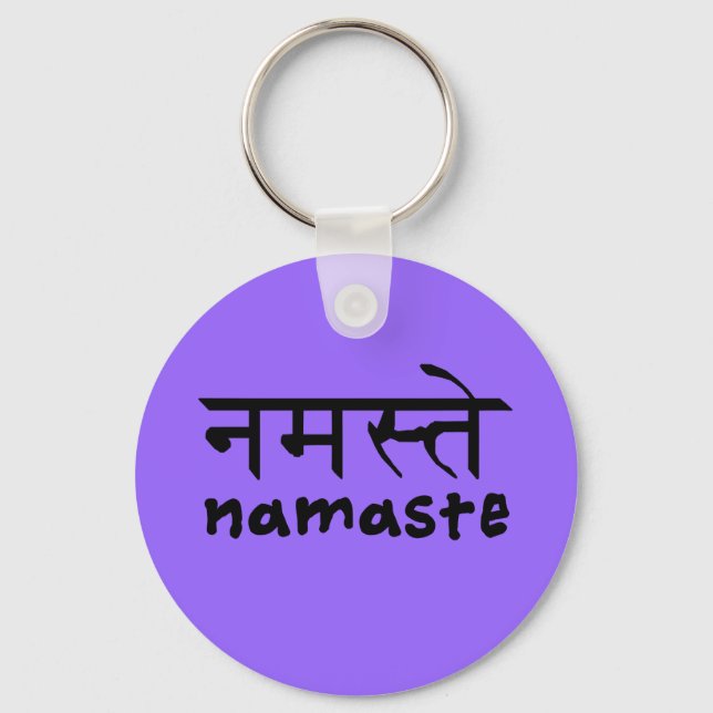 Namaste in English and Hindi Key Ring (Front)