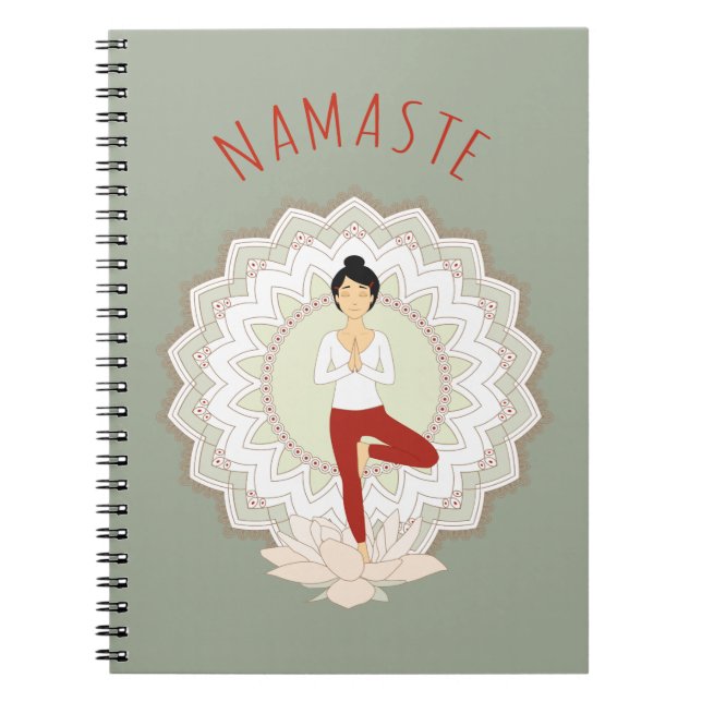 Namaste in Tree Pose - Yoga Asana notebook (Front)