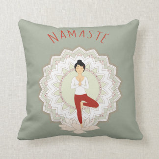 Namaste in Tree Pose - Yoga Asana pillow