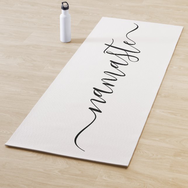 Namaste Initials Personalised Black White Yoga Mat (In Situ)