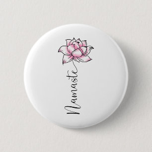 Namaste Lilly Lotus Pink Flower Cute Hindi Yoga Lo 6 Cm Round Badge