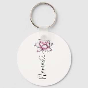 Namaste Lilly Lotus Pink Flower Cute Hindi Yoga Lo Key Ring