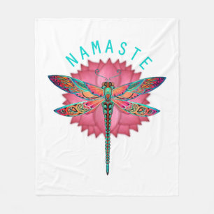 Namaste Lotus Dragonfly Yoga Fleece Blanket