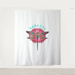Namaste Lotus Dragonfly Yoga Tapestry