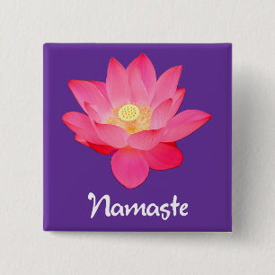 Namaste Lotus Flower Design gifts 15 Cm Square Badge