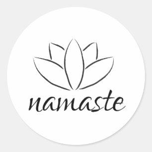 Namaste Lotus Flower Handwritten Yoga Classic Round Sticker