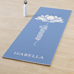 Namaste Lotus Flower Modern Blue Custom Name Yoga Mat<br><div class="desc">Namaste Lotus Flower Modern Cornflower Blue Custom Name Sports Fitness Yoga Mat features a white lotus flower with the text "namaste" in modern hand lettered calligraphy script on a cornflower blue background and personalised with your name. Perfect gift for friends and family for birthday, Christmas, Mother's Day, best friends, yoga...</div>