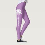 Namaste Lotus Flower Modern Personalised Name Leggings<br><div class="desc">Namaste Lotus Flower Modern Personalised Name Sports Fitness Yoga Leggings features a lotus flower with the text "namaste" in modern hand lettered calligraphy script and personalised with your name. Perfect gift for friends and family for birthday, Christmas, Mother's Day, best friends, yoga lovers, fitness and sports. Designed by © Evco...</div>