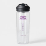 Namaste Lotus Flower Modern Personalised Name Water Bottle<br><div class="desc">Namaste Lotus Flower Modern Personalised Name Sports Fitness Yoga Water Bottle features a lotus flower with the text "namaste" in modern hand lettered calligraphy script and personalised with your name. Perfect gift for friends and family for birthday, Christmas, Mother's Day, best friends, yoga lovers, fitness and sports. Designed by ©...</div>