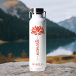 Namaste Lotus Flower Modern Personalised Name Water Bottle<br><div class="desc">Namaste Lotus Flower Modern Personalised Name Sports Fitness Yoga Stainless Steel Water Bottle features a lotus flower with the text "namaste" in modern hand lettered calligraphy script and personalised with your name. Perfect gift for friends and family for birthday, Christmas, Mother's Day, best friends, yoga lovers, fitness and sports. Designed...</div>