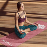 Namaste Lotus Flower Modern Pink Custom Name Yoga Mat<br><div class="desc">Namaste Lotus Flower Modern Pink Custom Name Sports Fitness Yoga Mat features a white lotus flower with the text "namaste" in modern hand lettered calligraphy script on a pink background and personalised with your name. Perfect gift for friends and family for birthday, Christmas, Mother's Day, best friends, yoga lovers, fitness...</div>