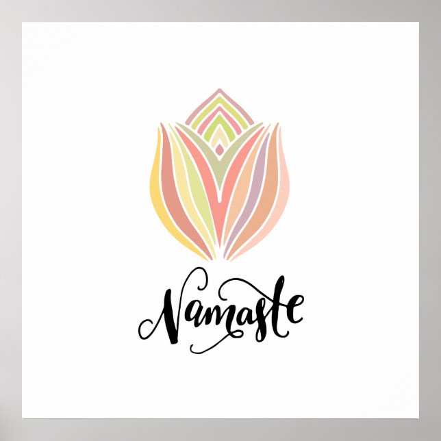 Namaste Lotus Flower Square Poster (Front)