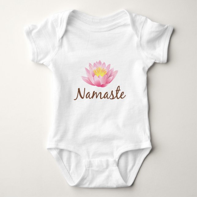Namaste Lotus Flower Yoga Baby Bodysuit (Front)