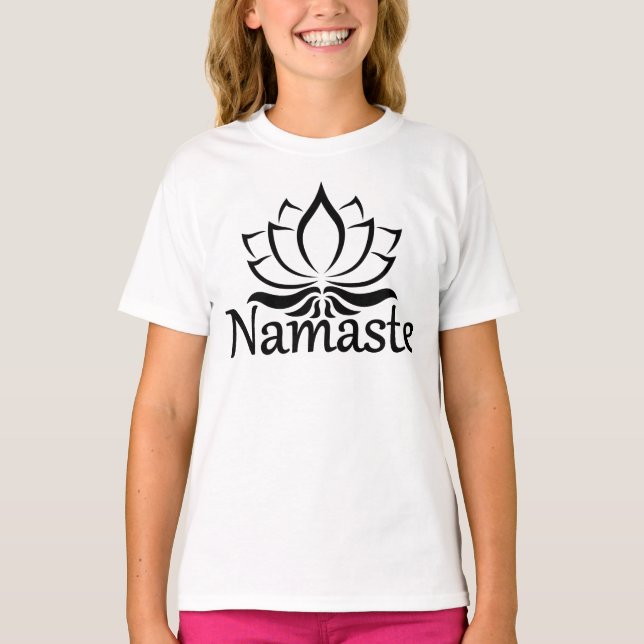 Namaste Lotus Flower Yoga Meditation Buddhist T-Shirt (Front)