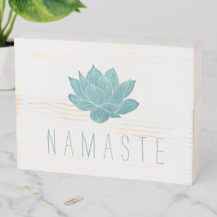 Namaste Lotus Flower Yoga Studio Decor Wooden Box Sign