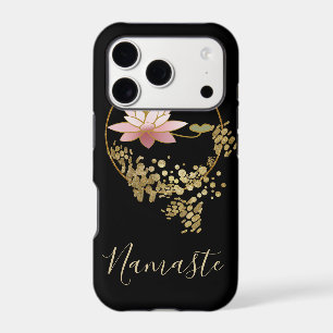 *~* Namaste Lotus Gold Glitter Black Girly Zen