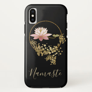 *~* Namaste Lotus Gold Glitter Black Girly Zen iPhone XS Case