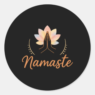 Namaste Lotus Motif For Yoga Meditation Spirituali Classic Round Sticker