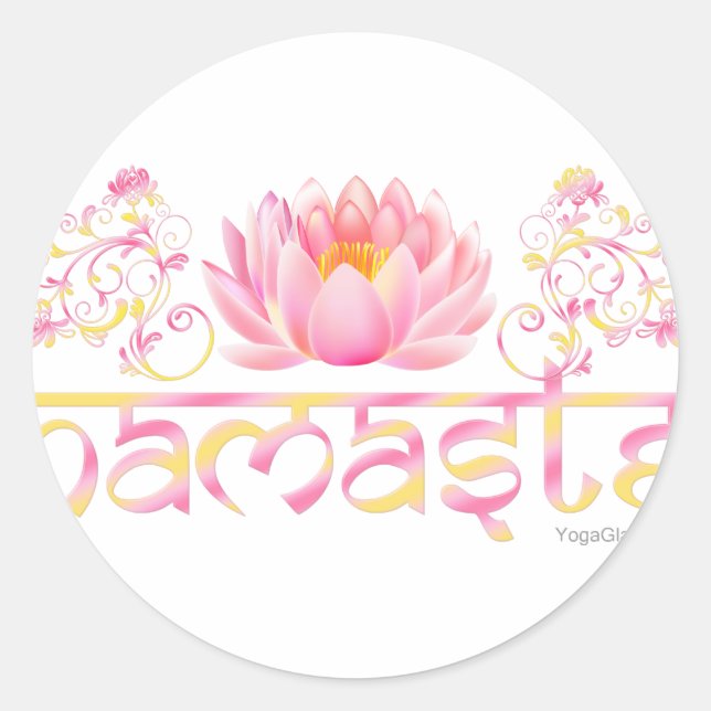 Namaste lotus new classic round sticker (Front)