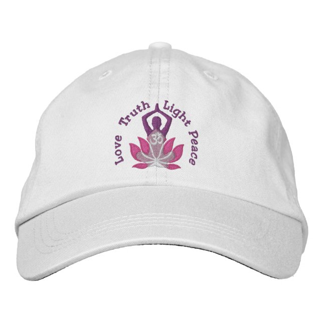 Namaste Lotus Om Yoga Pose Embroidered Hat (Front)