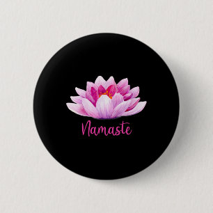 Namaste Lotus Yoga Gifts Meditation Meditate Flowe 6 Cm Round Badge