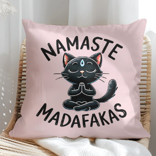 "Namaste Madafakas" Funny Cat Lovers Cushion