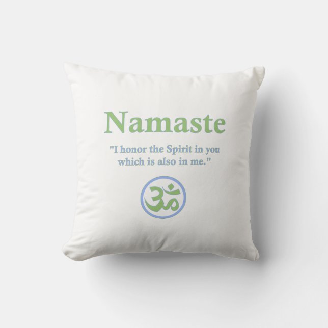 Namaste meaning with Om Symbol Cushion (Front)