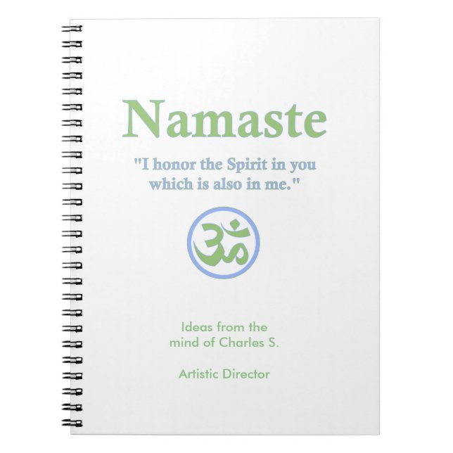 Namaste meaning with Om Symbol Notebook (Front)