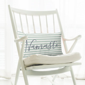 Namaste Meditation Yoga Quote Green Pattern Lumbar Cushion