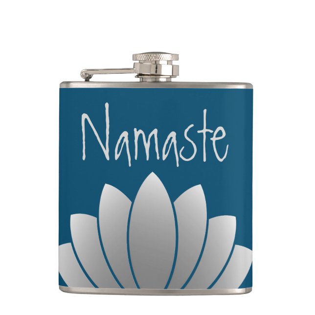 Namaste Modern Lotus Floral Hip Flask (Front)