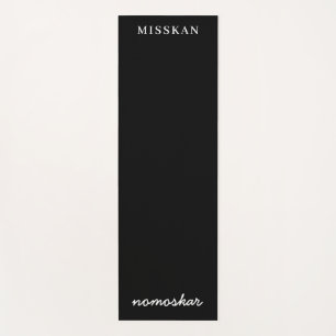 Namaste Modern Name Spiritual Meditation Black Yoga Mat