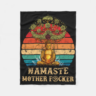 Namaste Mother F Cker Vintage Buddha Funny Yoga Me Fleece Blanket
