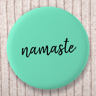 Namaste   Neo Mint Green Modern Yoga Spiritual 6 Cm Round Badge